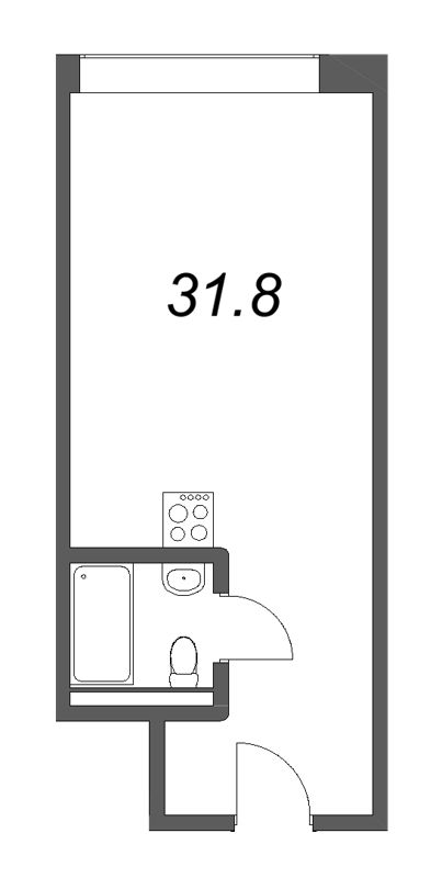 Квартира-студия, 31.8 м² в ЖК "Well Московский" - планировка, фото №1