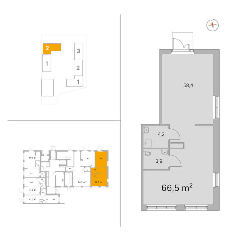 Помещение, 66.5 м² в ЖК "Янила Форест" - планировка, фото №1