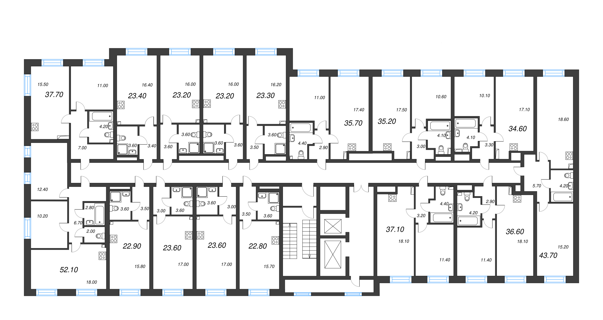 Квартира-студия, 23.2 м² - планировка этажа
