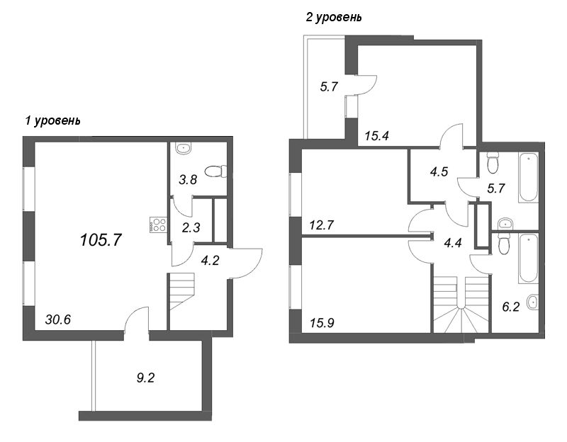 4-комнатная (Евро) квартира, 105.7 м² в ЖК "Коллекционер" - планировка, фото №1