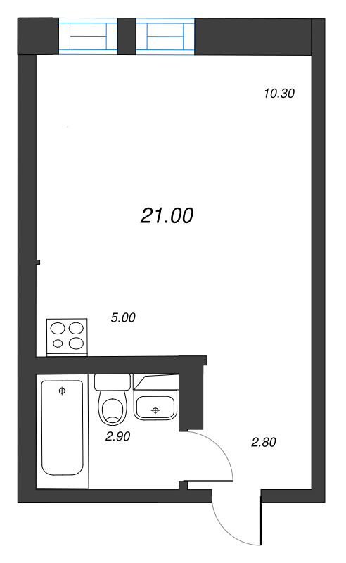Квартира-студия, 21 м² в ЖК "ЭКО Квартал NEGA" - планировка, фото №1