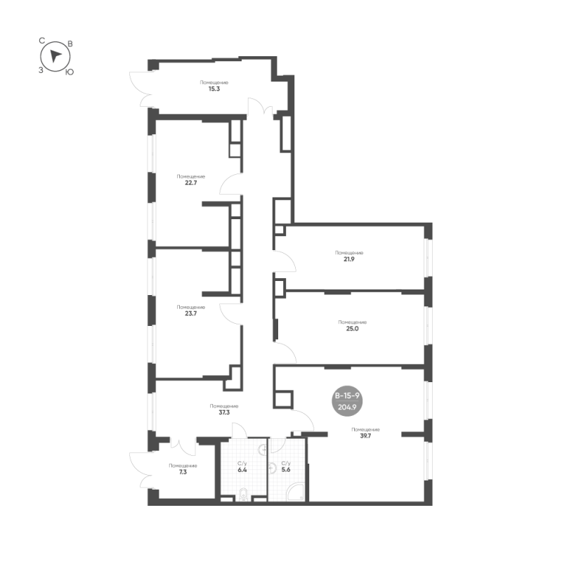 Помещение, 204.9 м² в ЖК "Ягодное Река Парк" - планировка, фото №1