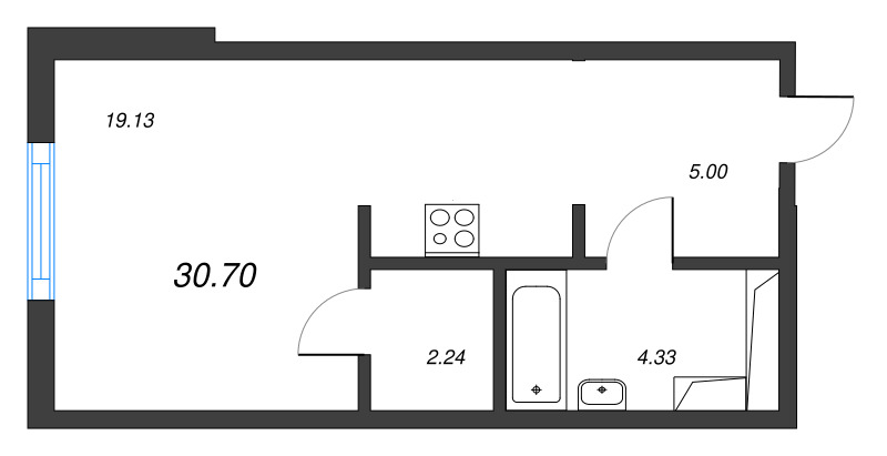 Квартира-студия, 30.7 м² в ЖК "Легенда Васильевского" - планировка, фото №1