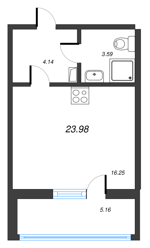 Квартира-студия, 29.14 м² в ЖК "Новые горизонты" - планировка, фото №1