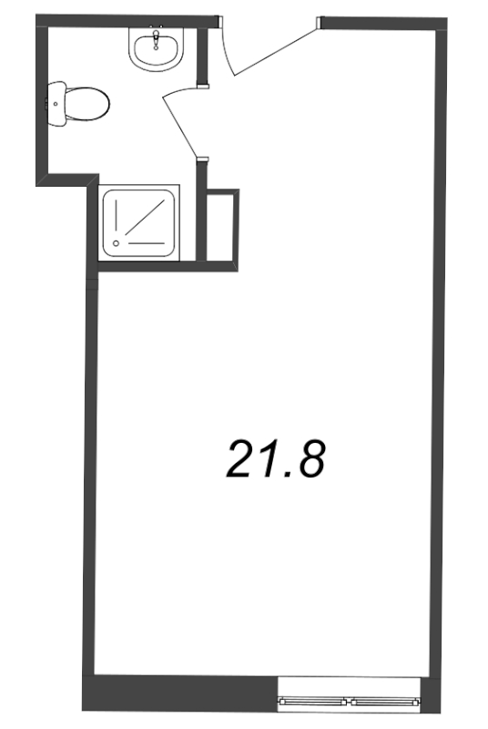 Квартира-студия, 21.8 м² в ЖК "Майков пер., 4А" - планировка, фото №1