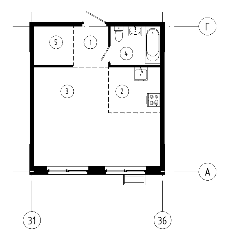 Квартира-студия, 36.7 м² в ЖК "Ягодное Река Парк" - планировка, фото №1