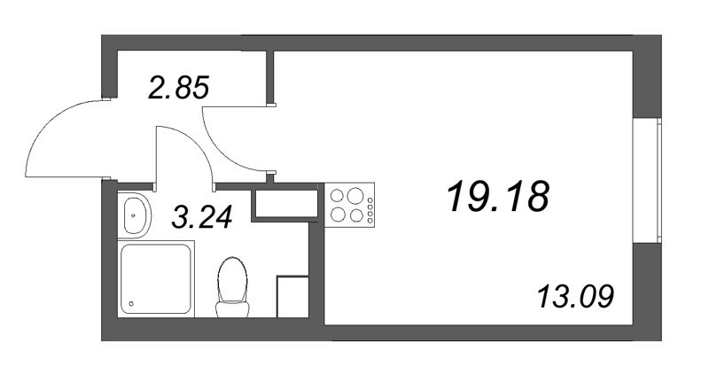 Квартира-студия, 19.18 м² в ЖК "Кинопарк" - планировка, фото №1