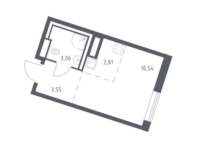 Квартира-студия, 19.96 м² в ЖК "Квартал Лаголово" - планировка, фото №1