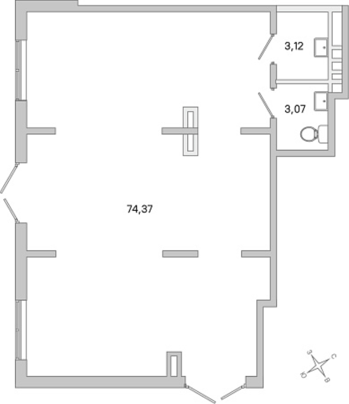 Помещение, 80.56 м² в ЖК "ЮгТаун" - планировка, фото №1