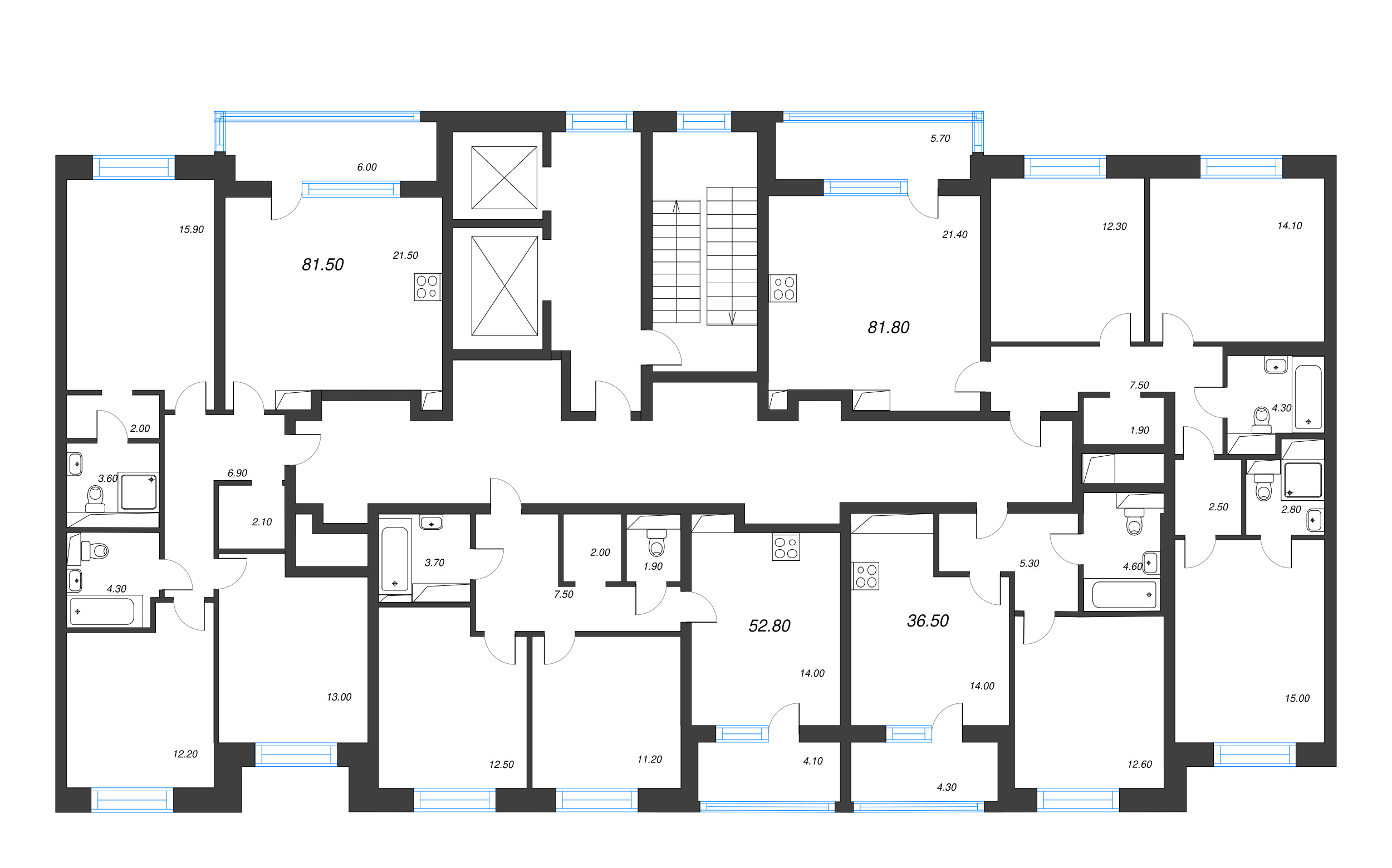 1-комнатная квартира, 36.5 м² - планировка этажа