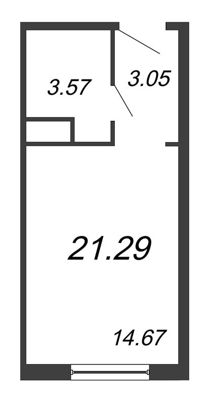 Квартира-студия, 23.17 м² в ЖК "ПРО'МОЛОDОСТЬ" - планировка, фото №1