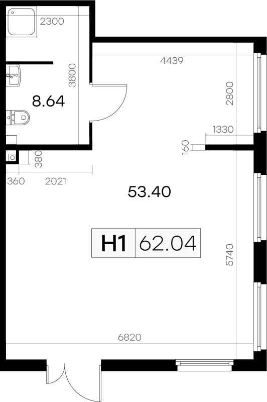 Помещение, 62.04 м² - планировка, фото №1