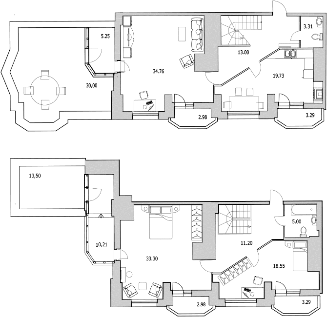 3-комнатная квартира, 185.4 м² в ЖК "Байрон" - планировка, фото №1
