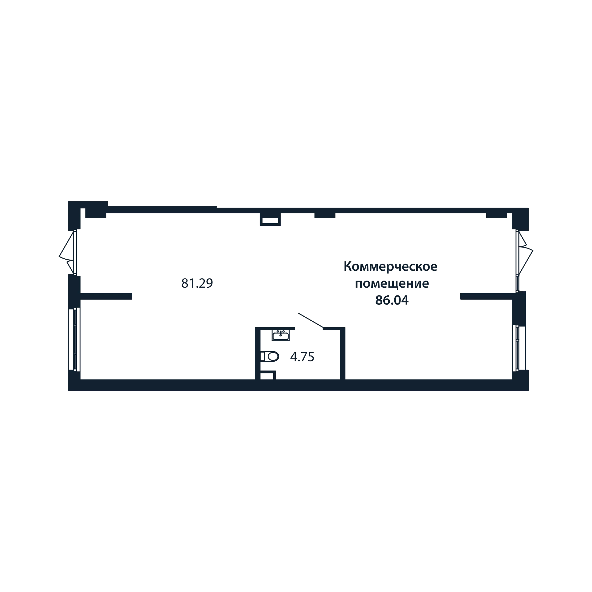 Помещение, 86.04 м² в ЖК "Полис Новоселье" - планировка, фото №1