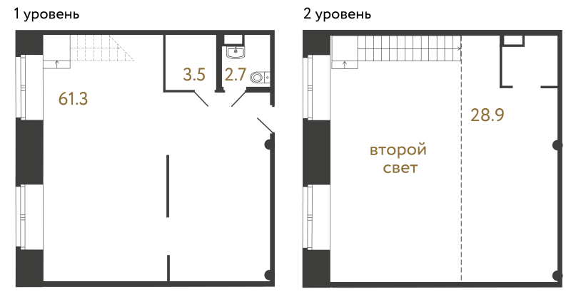 2-комнатная (Евро) квартира, 96.4 м² в ЖК "Типография" - планировка, фото №1