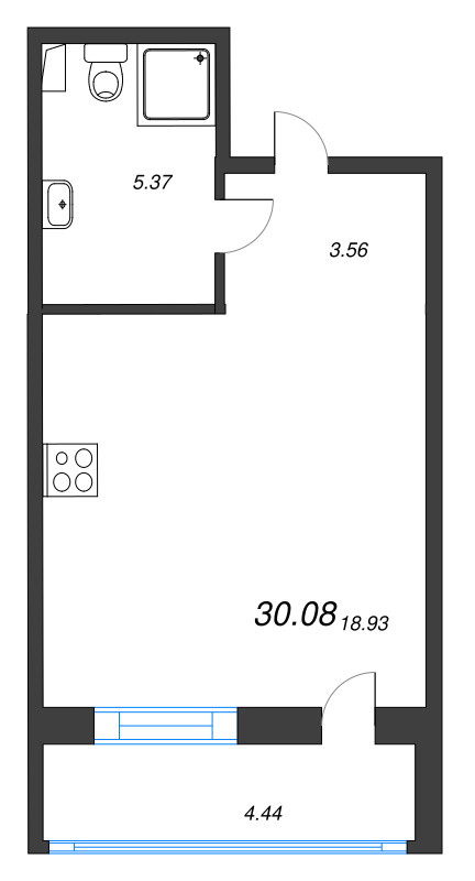 Квартира-студия, 30.08 м² в ЖК "Энфилд" - планировка, фото №1