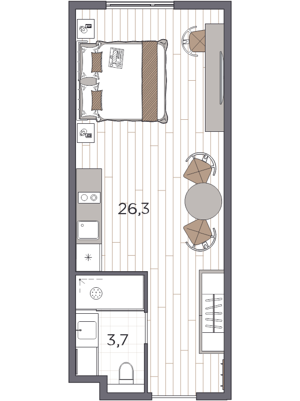 Квартира-студия, 30 м² в ЖК "Moskovsky AVENIR" - планировка, фото №1