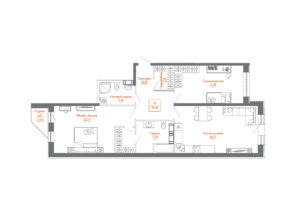 3-комнатная (Евро) квартира, 93.4 м² в ЖК "Monodom Line" - планировка, фото №1