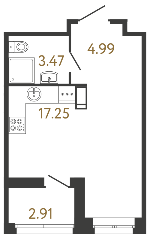 Квартира-студия, 25.71 м² в ЖК "Ultra City 3.0" - планировка, фото №1