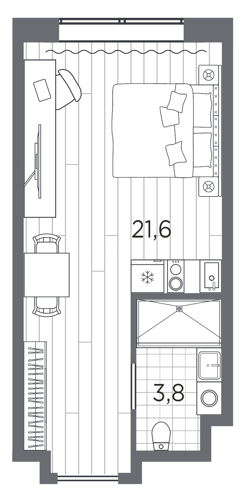 Квартира-студия, 25.5 м² в ЖК "Industrial Avenir" - планировка, фото №1