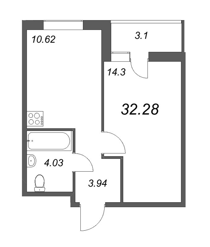 1-комнатная квартира, 37.2 м² в ЖК "Новые горизонты" - планировка, фото №1