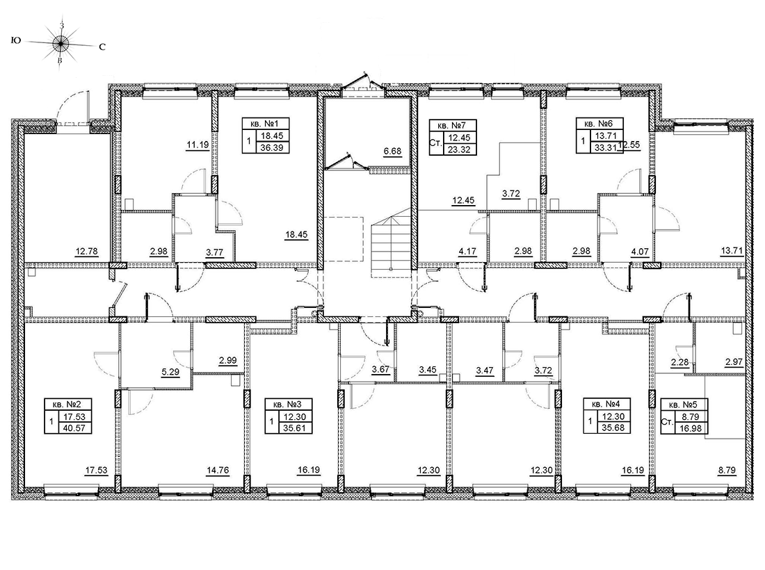 2-комнатная (Евро) квартира, 35.8 м² - планировка этажа