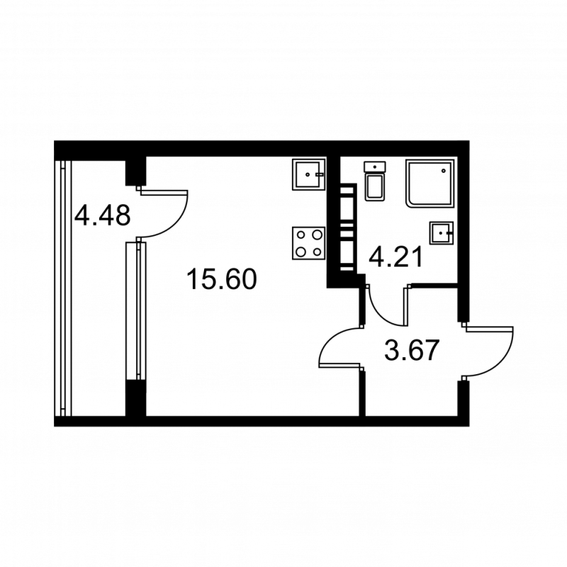 Квартира-студия, 25.72 м² в ЖК "Квартал Заречье" - планировка, фото №1