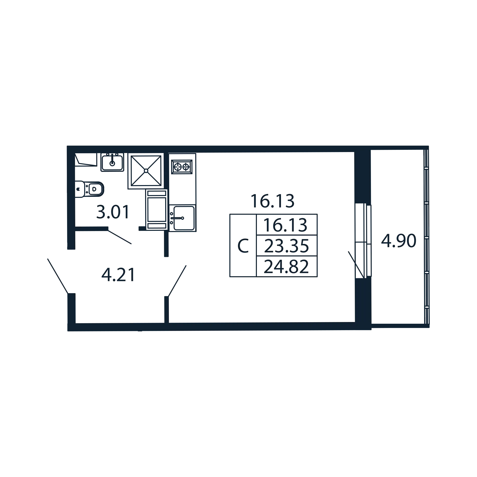 Квартира-студия, 23.35 м² в ЖК "Полис ЛАВрики" - планировка, фото №1