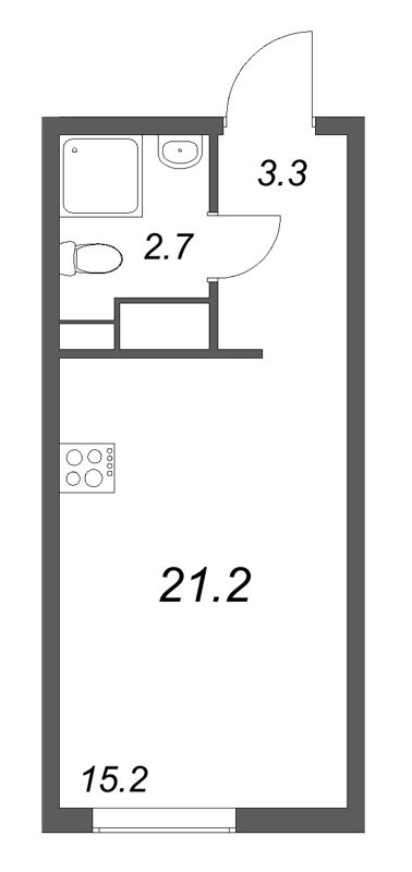 Квартира-студия, 21.2 м² в ЖК "Октябрьская набережная" - планировка, фото №1