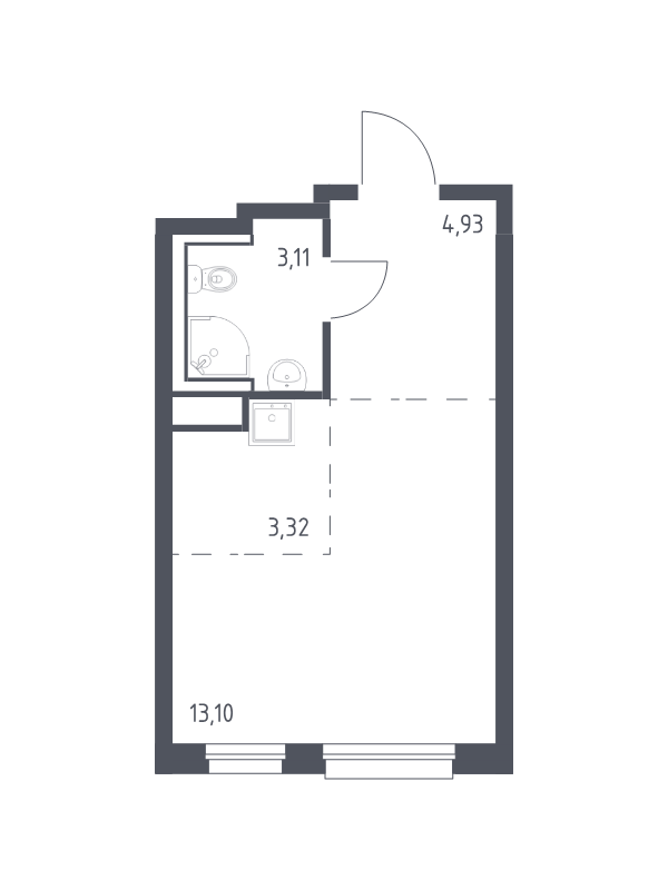 Квартира-студия, 24.46 м² в ЖК "Новые Лаврики" - планировка, фото №1