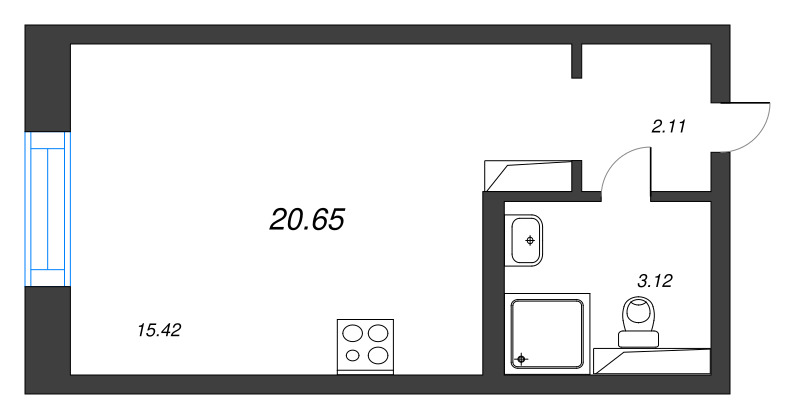 Квартира-студия, 20.65 м² в ЖК "Цивилизация на неве" - планировка, фото №1