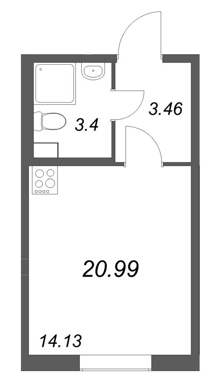 Квартира-студия, 20.99 м² в ЖК "Кинопарк" - планировка, фото №1