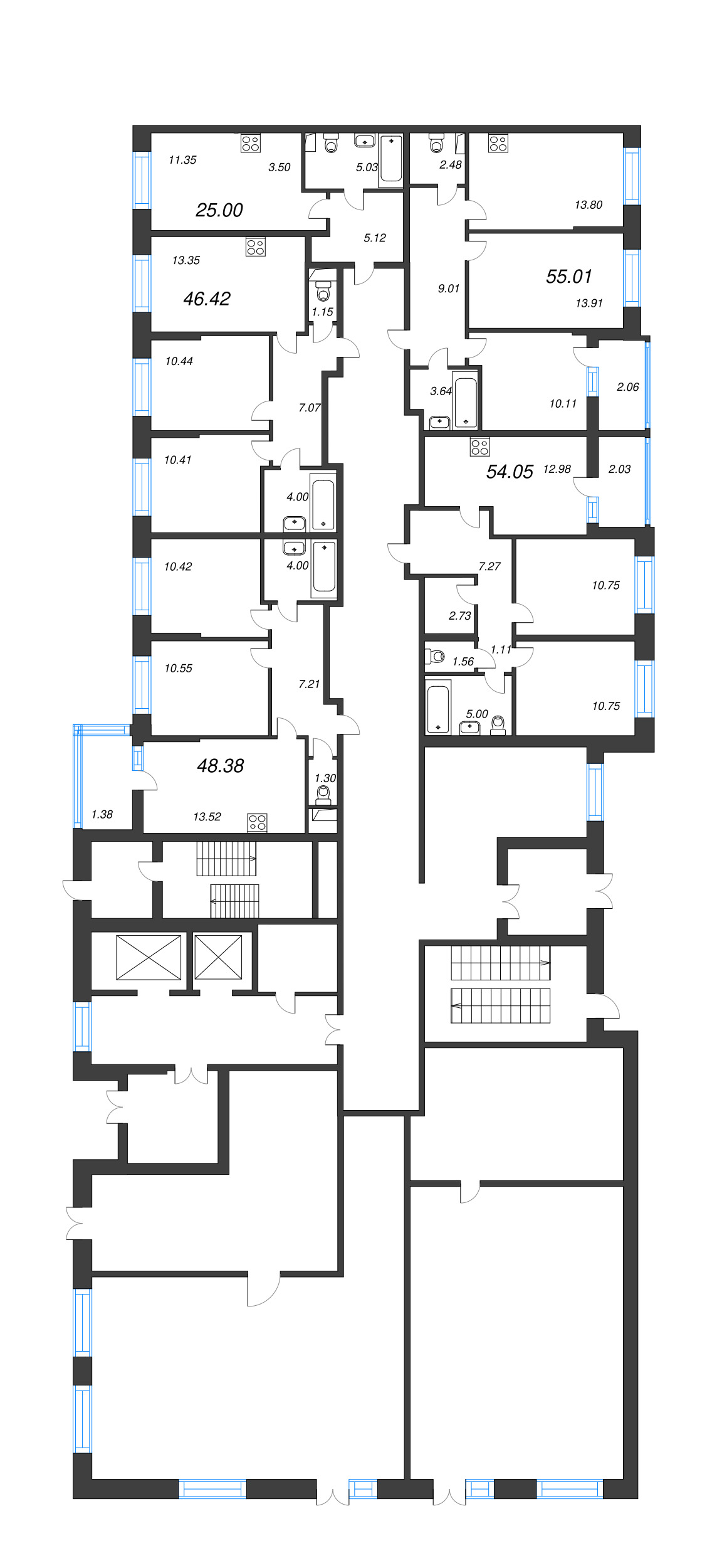 Квартира-студия, 25 м² - планировка этажа