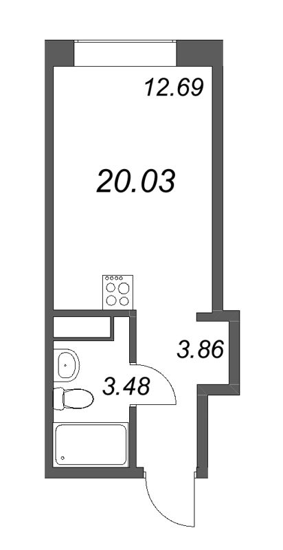 Квартира-студия, 20.51 м² в ЖК "17/33 Петровский остров" - планировка, фото №1