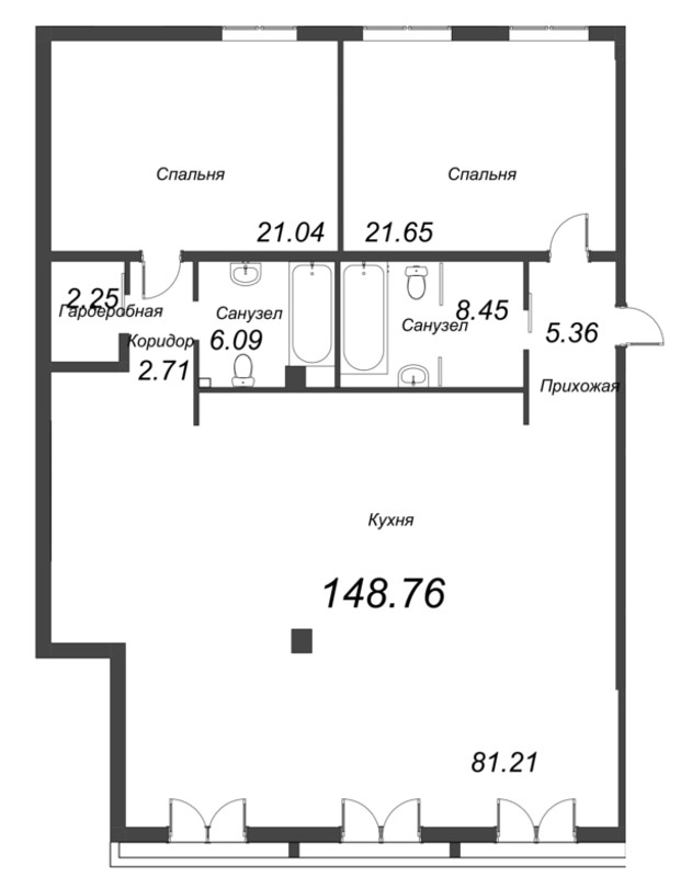 Квартира-студия, 154.91 м² в ЖК "АСТРУМ" - планировка, фото №1