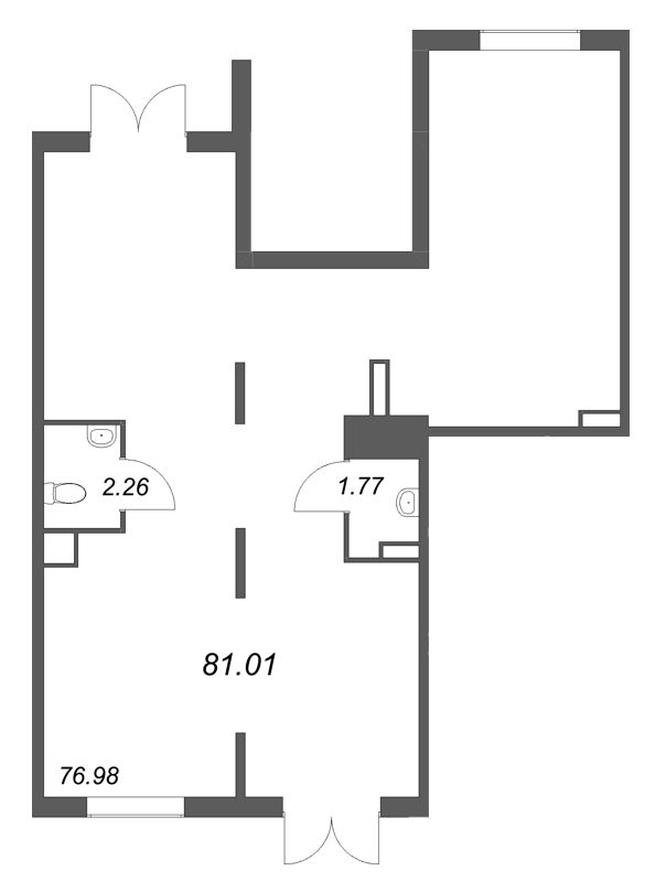 Помещение, 81.01 м² в ЖК "ЮгТаун" - планировка, фото №1