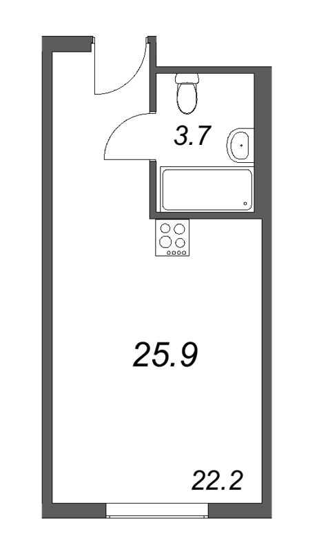 Квартира-студия, 25.9 м² в ЖК "ARTSTUDIO M103" - планировка, фото №1