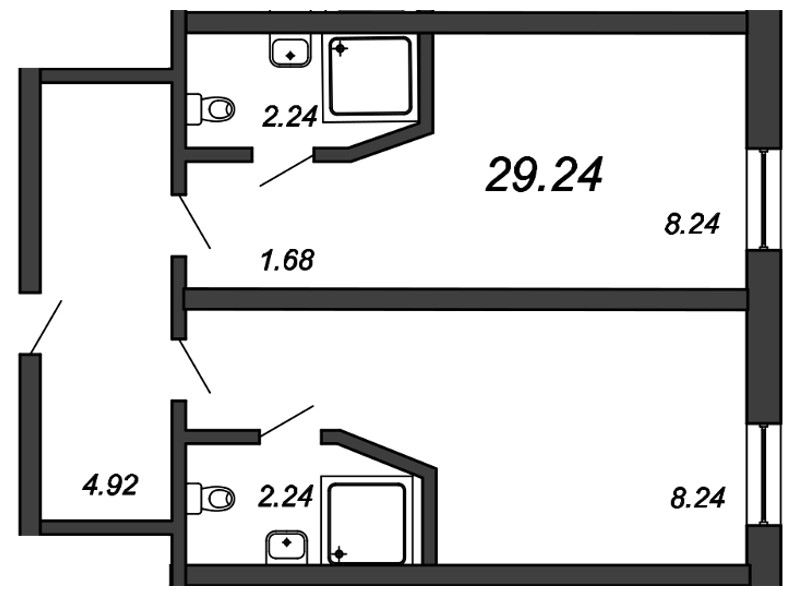 1-комнатная квартира, 29.3 м² в ЖК "Vertical We&I" - планировка, фото №1