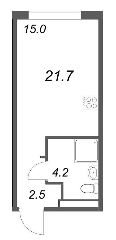 Квартира-студия, 21.7 м² в ЖК "Пулково Лейк" - планировка, фото №1