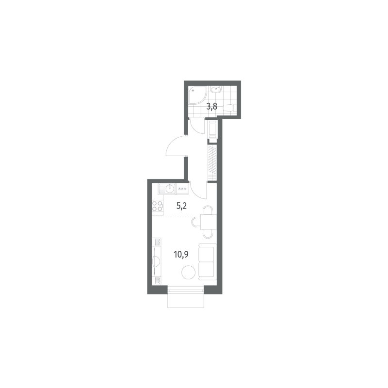 Квартира-студия, 23.6 м² в ЖК "Парусная 1" - планировка, фото №1