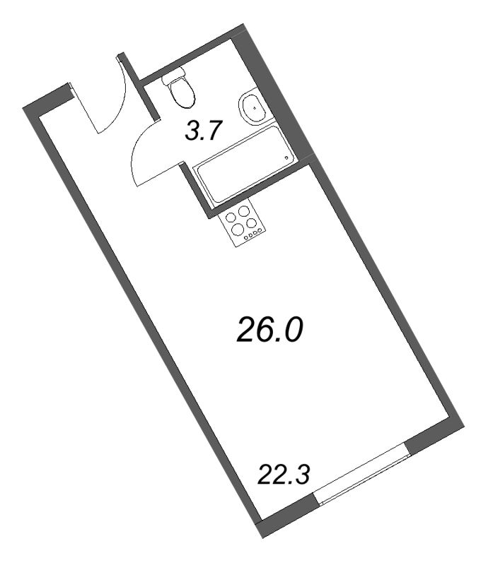 Квартира-студия, 26 м² в ЖК "ARTSTUDIO M103" - планировка, фото №1