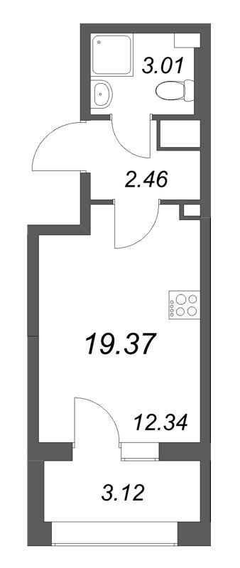 Квартира-студия, 19.37 м² в ЖК "Аурум" - планировка, фото №1
