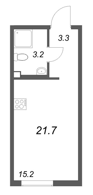 Квартира-студия, 21.7 м² в ЖК "Октябрьская набережная" - планировка, фото №1