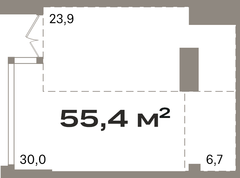 Помещение, 55.4 м² в ЖК "Северный ветер" - планировка, фото №1
