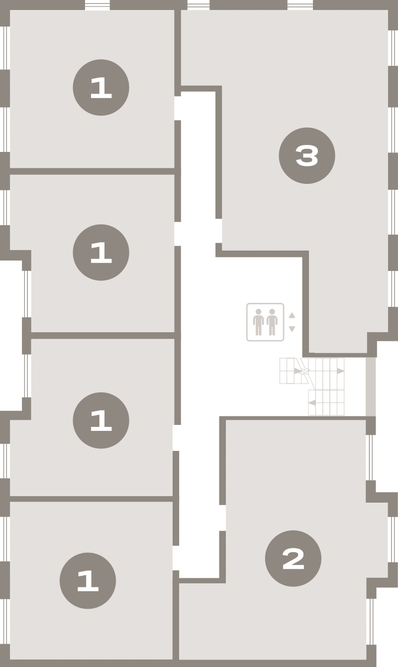 3-комнатная (Евро) квартира, 64.1 м² в ЖК "Брусника в Новоселье" - планировка этажа