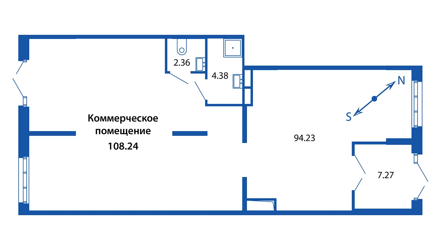 Помещение, 108.24 м² в ЖК "Полис Приморский 2" - планировка, фото №1