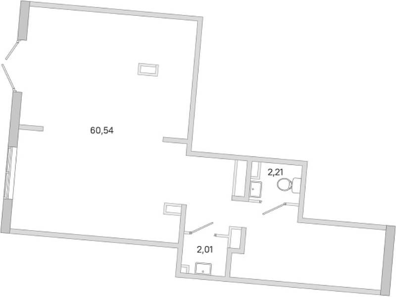 Помещение, 64.76 м² в ЖК "ЮгТаун" - планировка, фото №1