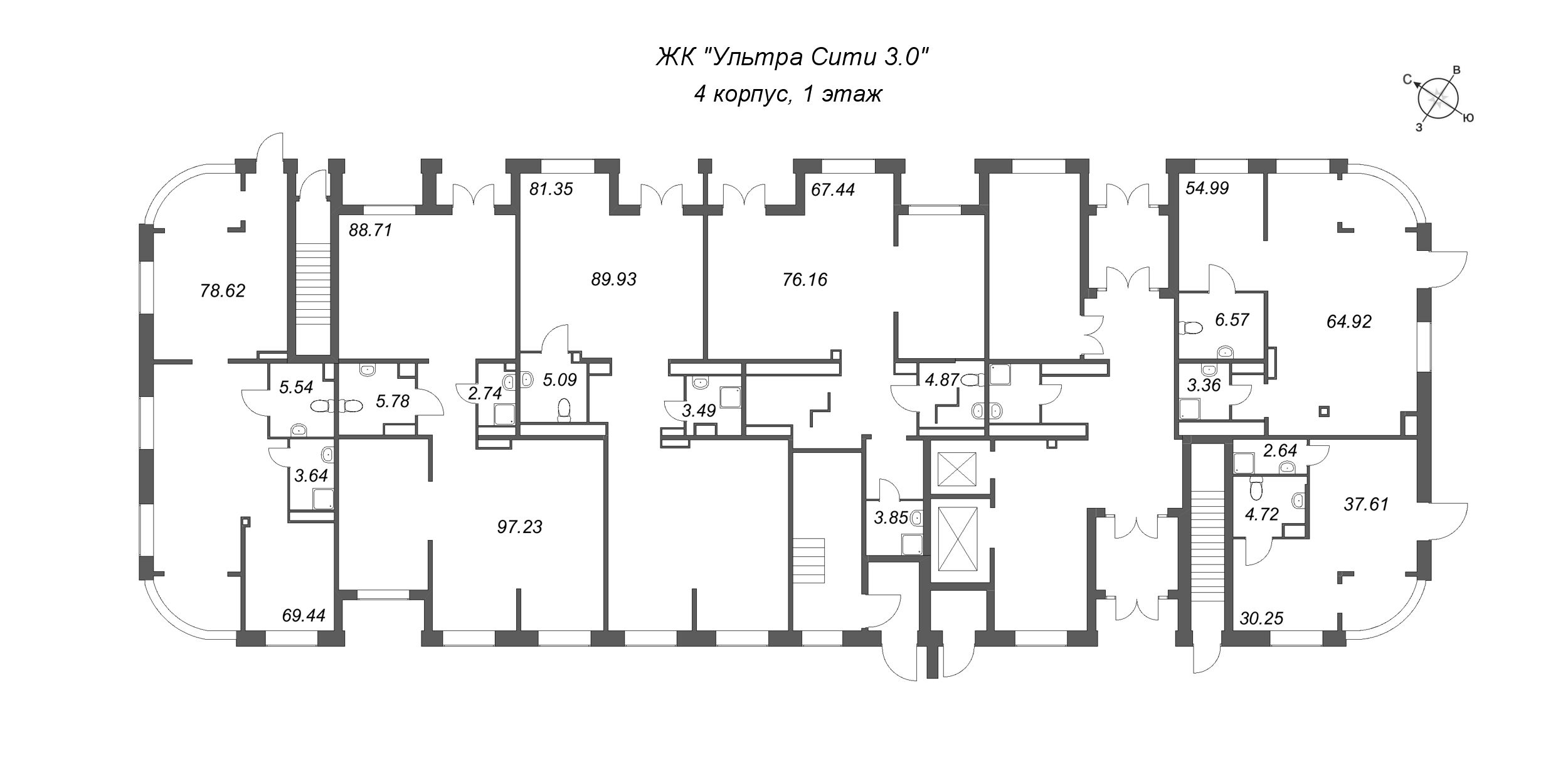Помещение, 78.62 м² в ЖК "Ультра Сити 3.0" - планировка этажа