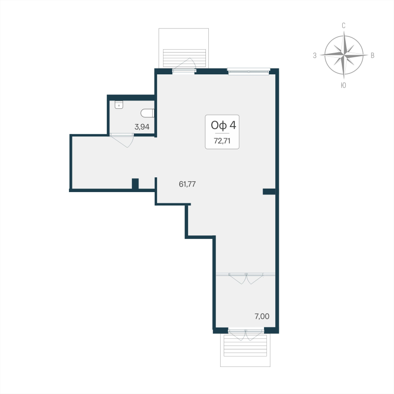 Помещение, 72.71 м² в ЖК "Расцветай в Янино" - планировка, фото №1