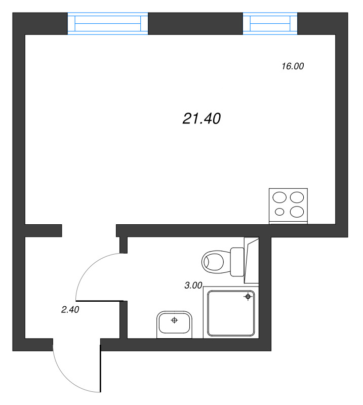 Квартира-студия, 21.4 м² в ЖК "ЛСР. Ржевский парк" - планировка, фото №1